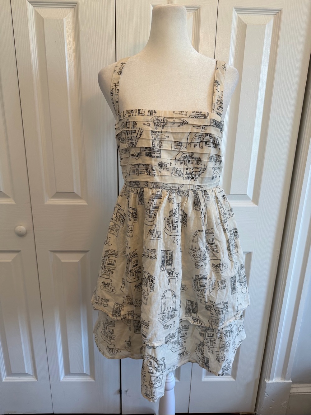 Abercrombie & Fitch Emerson Print Mini Dress White/Black Size Medium NWT